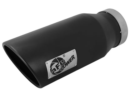 aFe Diesel Exhaust Tip Bolt On Black 4in Inlet x 6in Outlet x 15in - Left aFe