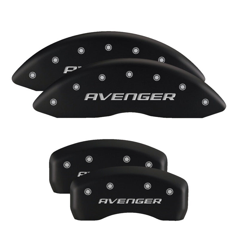 MGP 4 Caliper Covers Engraved Front & Rear With out stripes/Dodge Black finish silver ch MGP