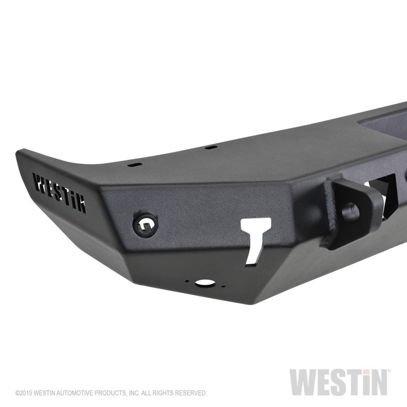 Westin 18-19 Jeep Wrangler JL WJ2 Rear Bumper w/ Sensors (Excl. Wrangler JK) - Textured Black - eliteracefab.com