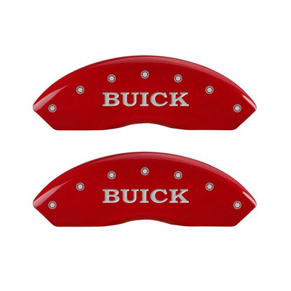 MGP 4 Caliper Covers Engraved Front Buick Engraved Rear Buick Shield Red finish silver ch MGP