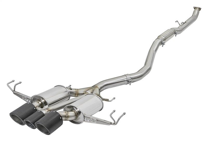 aFe POWER Takeda 2-1/2in to 2-1/4in 304SS Catback Dual-Exit Exhaust 17+ Honda Civic Type R w/CF Tips - eliteracefab.com