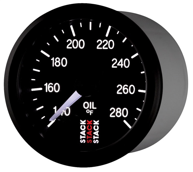 Autometer Stack 52mm 140-280 Deg F 1/8in NPTF Male Pro Stepper Motor Oil Temp Gauge - Black ST3310