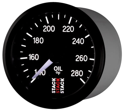 Autometer Stack 52mm 140-280 Deg F 1/8in NPTF Male Pro Stepper Motor Oil Temp Gauge - Black ST3310