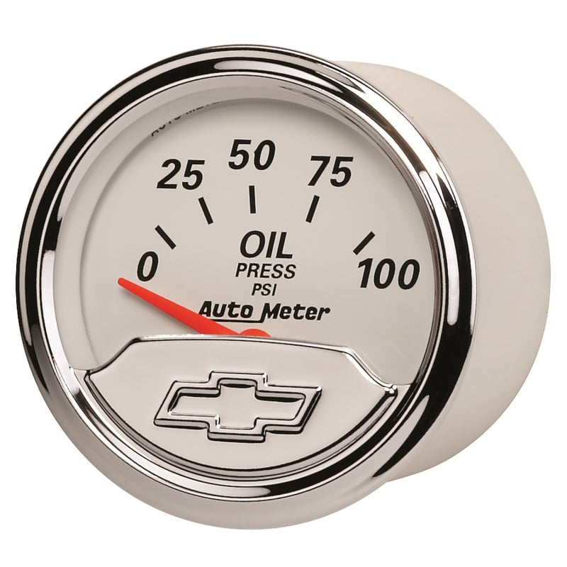 Autometer Chevy Vintage Bowtie 2-1/16in 0-100PSI Electronic Oil Pressure Gauge 1327-00408