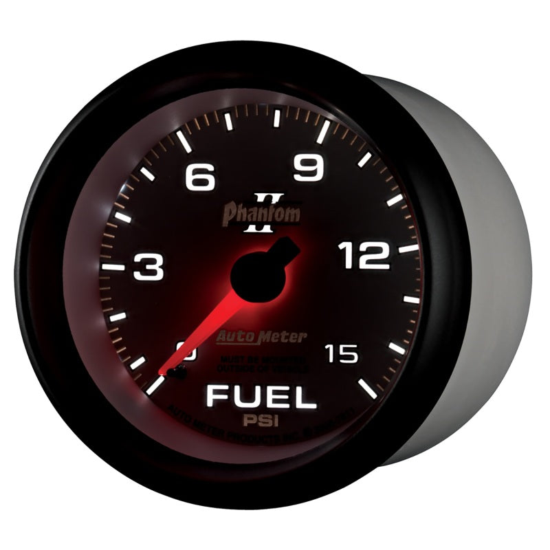 Autometer Phantom II 2-5/8in 0-15PSI Mechanical Fuel Pressure Gauge 7811