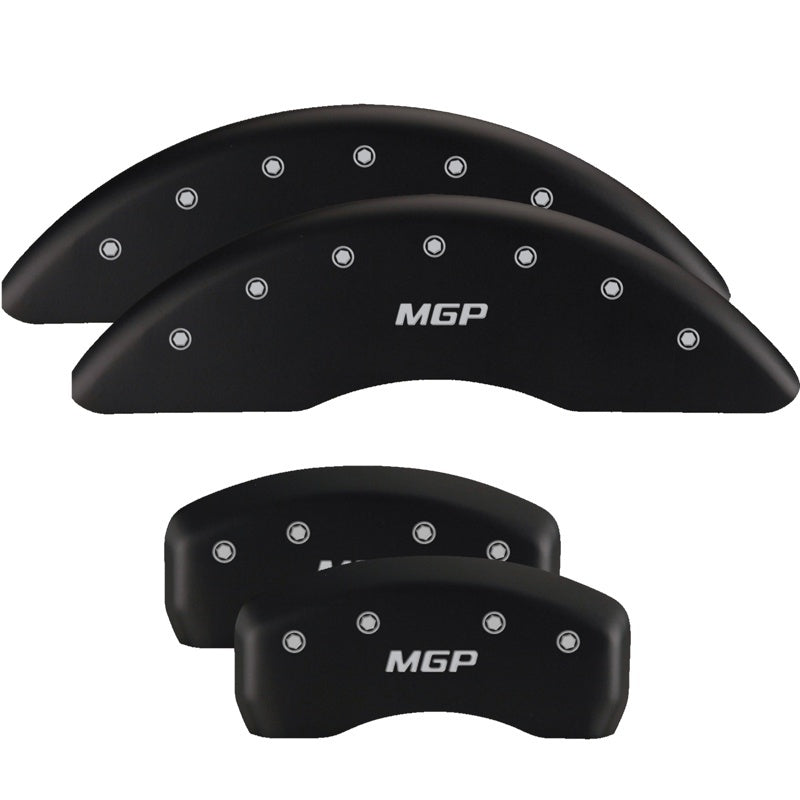 MGP 4 Caliper Covers Engraved Front & Rear MGP Matte Black finish silver ch MGP