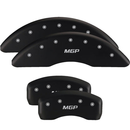 MGP 4 Caliper Covers Engraved Front & Rear MGP Matte Black finish silver ch MGP