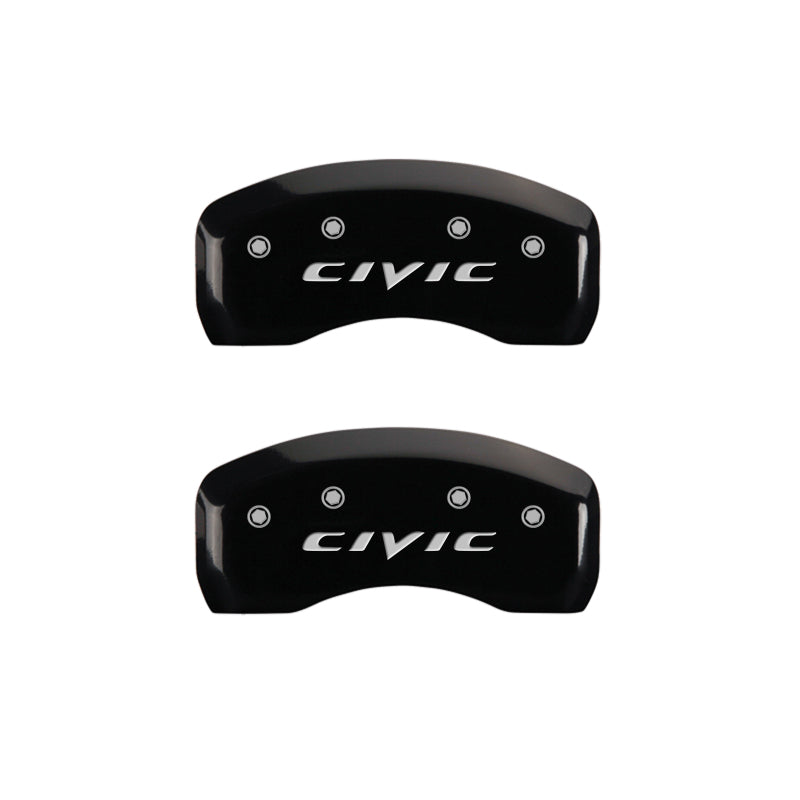 MGP 4 Caliper Covers Engraved Front & Rear Mgp Yellow Finish Black Char 2017 Honda Civic MGP