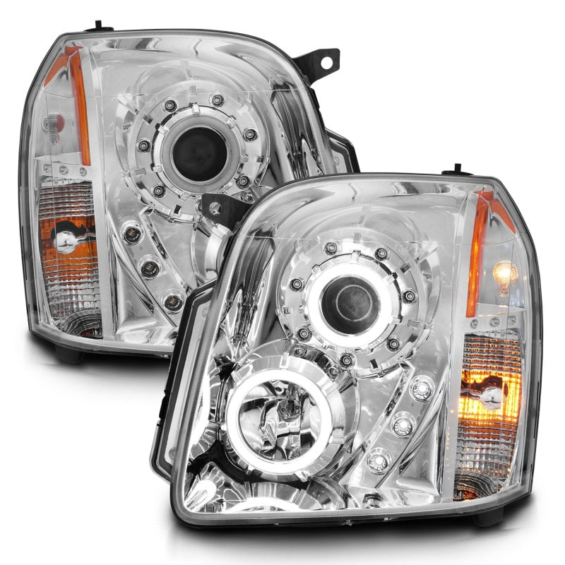 ANZO USA GMC Yukon Denali Projector Headlights W/ Halo Chrome Ccfl; 2007-2014 - eliteracefab.com