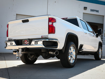 aFe Large Bore-HD 4in 409SS DPF-Back Exhaust System w/Polished Tips 20 GM Diesel Trucks V8-6.6L aFe