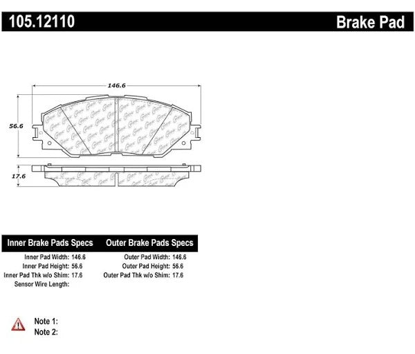 POSIQUIET 09-10 PONTIAC VIBE / 11-13 SCION TC / 09-12 TOYOTA MATRIX FRONT CERAMIC BRAKE PADS, 105.12110 - eliteracefab.com