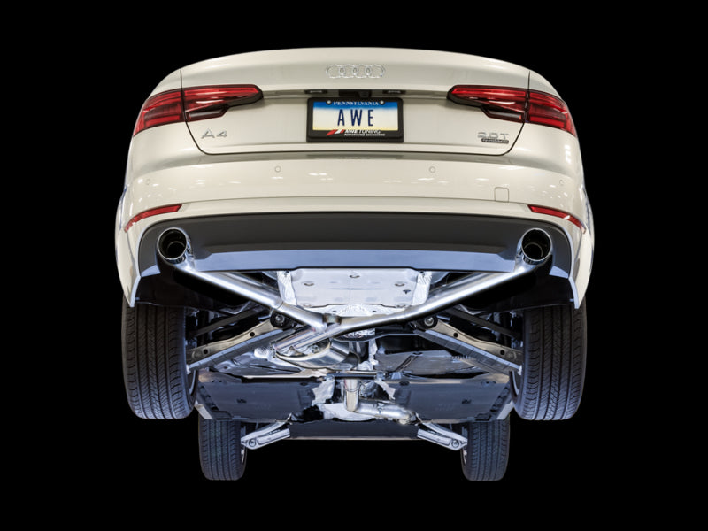 AWE Tuning Audi B9 A4 Track Edition Exhaust Dual Outlet - Chrome Silver Tips (Includes DP) AWE Tuning