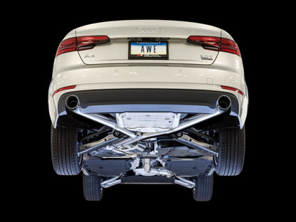 AWE Tuning Audi B9 A4 Track Edition Exhaust Dual Outlet - Chrome Silver Tips (Includes DP) AWE Tuning