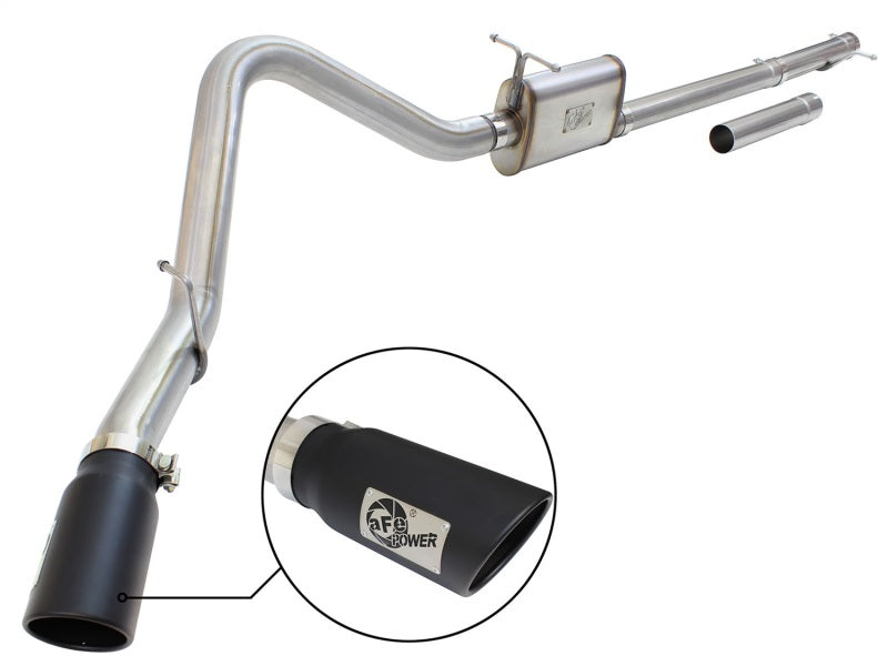 aFe MACHForce XP Exhaust 3in-3.5in SS Single Side Ext CB w/ Black Tip 99-04 Ford F150 V8 5.4L/6.8L aFe