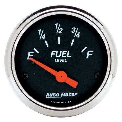 AutoMeter Gauge Fuel Level 2-1/16in. 0 Ohm(e) to 30 Ohm(f) Elec Designer Black 1425