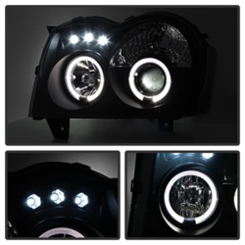 Spyder Jeep Grand Cherokee 05-07 Projector Headlights LED Halo LED Blk Smke PRO-YD-JGC05-HL-BSM - eliteracefab.com