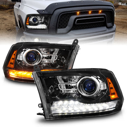 Anzo DODGE RAM 1500 09-18 / 2500/3500 10-18 PROJECTOR HEADLIGHTS GLOSS BLACK CLEAR LENS W/ SEQUENTIAL SIGNAL (FOR ALL MODELS) - 111608