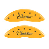 MGP 4 Caliper Covers Engraved Front Cursive/Cadillac Engraved Rear CTS4 Yellow finish black ch