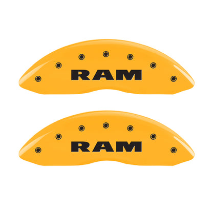 MGP 4 Caliper Covers Engraved Front & Rear Ram Yellow Finish Black Char 2007 Dodge Durango MGP