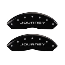 Load image into Gallery viewer, MGP 4 Caliper Covers Engraved Front &amp; Rear With out stripes/Journey Black finish silver ch MGP