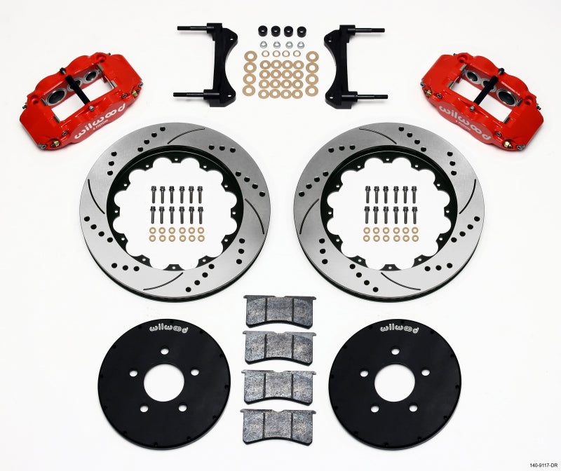 Wilwood Narrow Superlite 6R Front Hat Kit 14.00in Drill Red 1994-2004 Mustang - eliteracefab.com