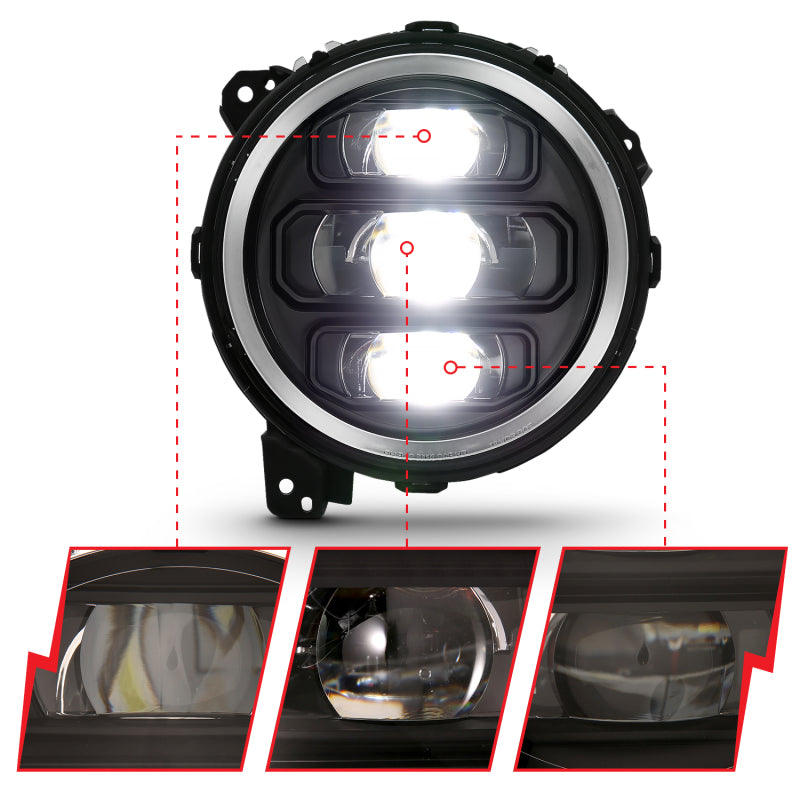 ANZO 2018-2019 Jeep Wrangler Full Led Projector H.L Black - eliteracefab.com