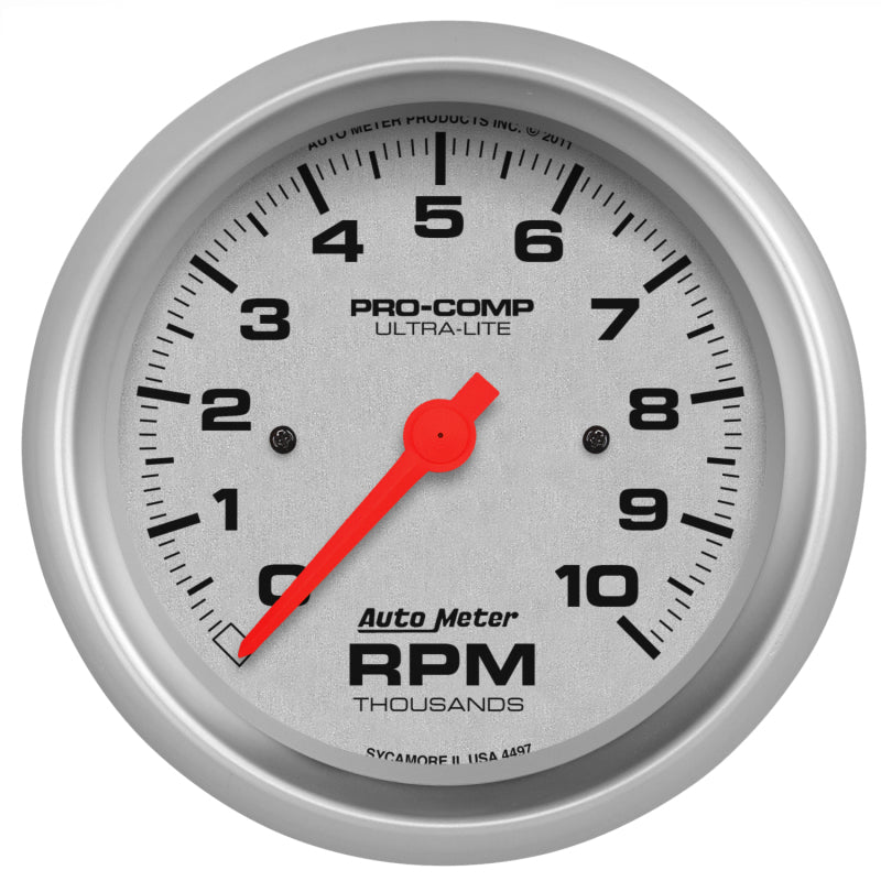 AutoMeter GAUGE; TACHOMETER; 3 3/8in.; 10K RPM; IN-DASH; ULTRA-LITE - eliteracefab.com