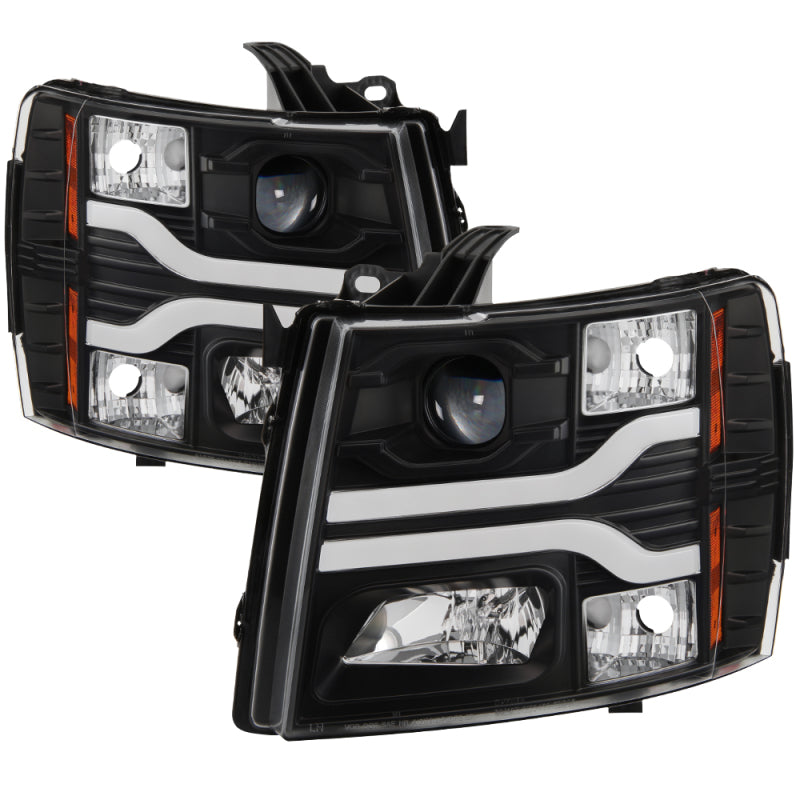 Spyder Chevy Silverado 1500 07-13 Version 3 Projector Headlights - Black PRO-YD-CS07V3-LBDRL-BK - eliteracefab.com