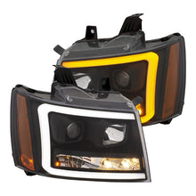 Load image into Gallery viewer, ANZO 07-14 Chevy Tahoe Projector Headlights w/ Plank Style Design Black w/ Amber - eliteracefab.com