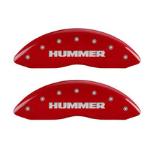 Load image into Gallery viewer, MGP 4 Caliper Covers Engraved Front &amp; Rear Hummer Red finish silver ch - eliteracefab.com