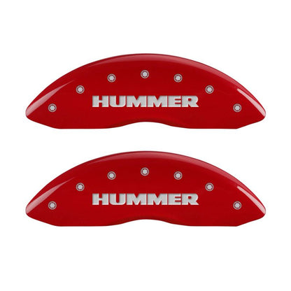 MGP 4 Caliper Covers Engraved Front & Rear Hummer Red finish silver ch - eliteracefab.com