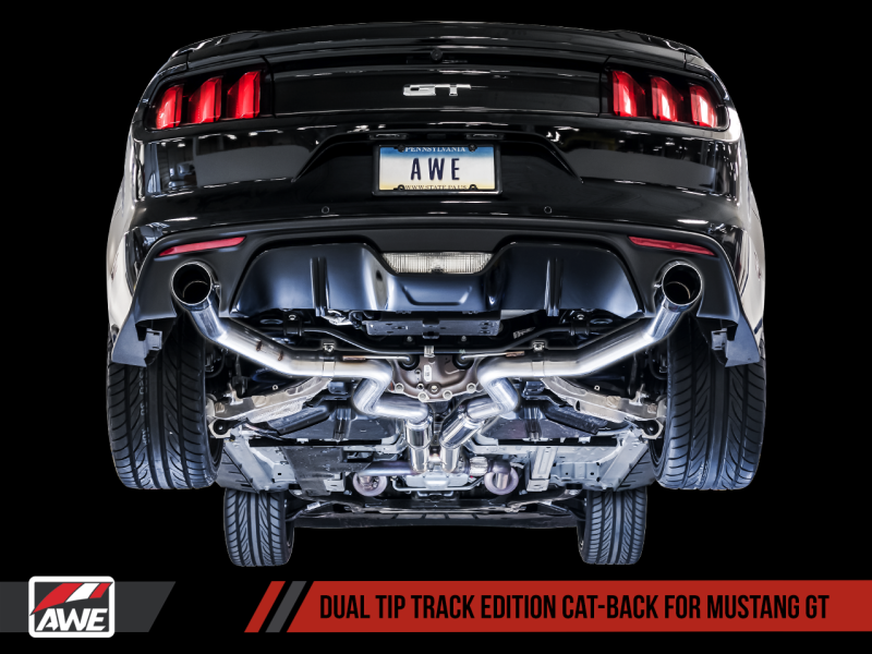AWE Tuning S550 Mustang GT Cat-back Exhaust - Track Edition (Chrome Silver Tips) AWE Tuning