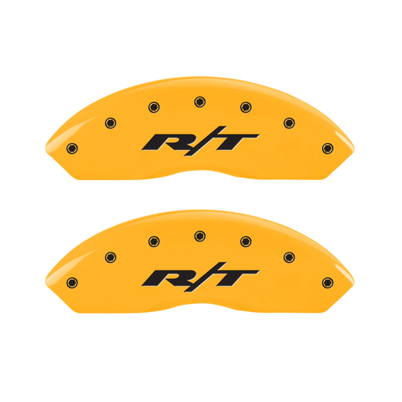 MGP 4 Caliper Covers Engraved Front & Rear RT Yellow finish black ch MGP