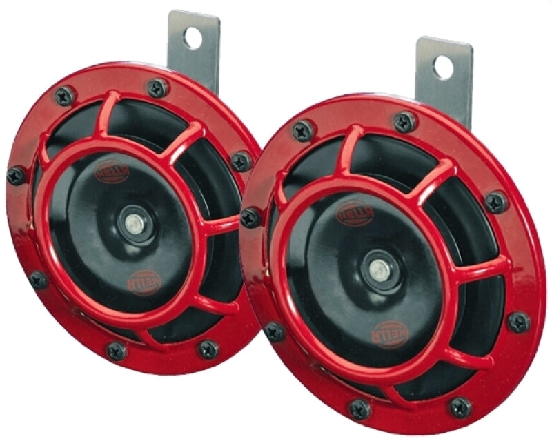 Hella Supertone Horn Kit 12V 300/500HZ Red (003399803 = 003399801) - eliteracefab.com