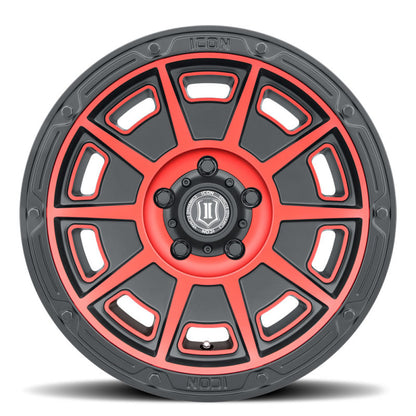 ICON Alloys Victory 17x8.5 6x5.5 0mm 4.75" Backspacing Satin Black with Red Accent Wheel - 3017858347SBRT