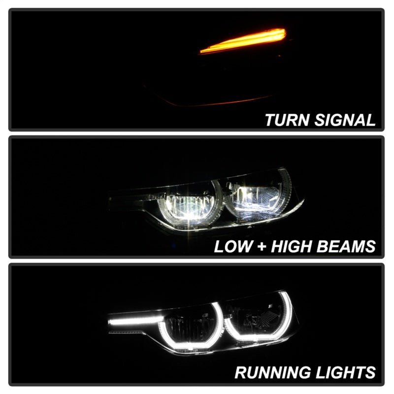 Spyder BMW F30 3 Series 4Dr LED Projector Headlights Chrome PRO-JH-BF3012H-4D-LED-C - eliteracefab.com