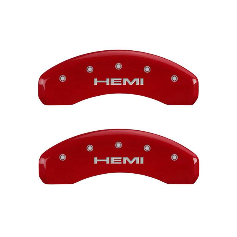 MGP 4 Caliper Covers Engraved Front & Rear Hemi Red finish silver ch MGP