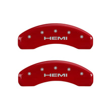 Load image into Gallery viewer, MGP 4 Caliper Covers Engraved Front &amp; Rear Hemi Red finish silver ch MGP