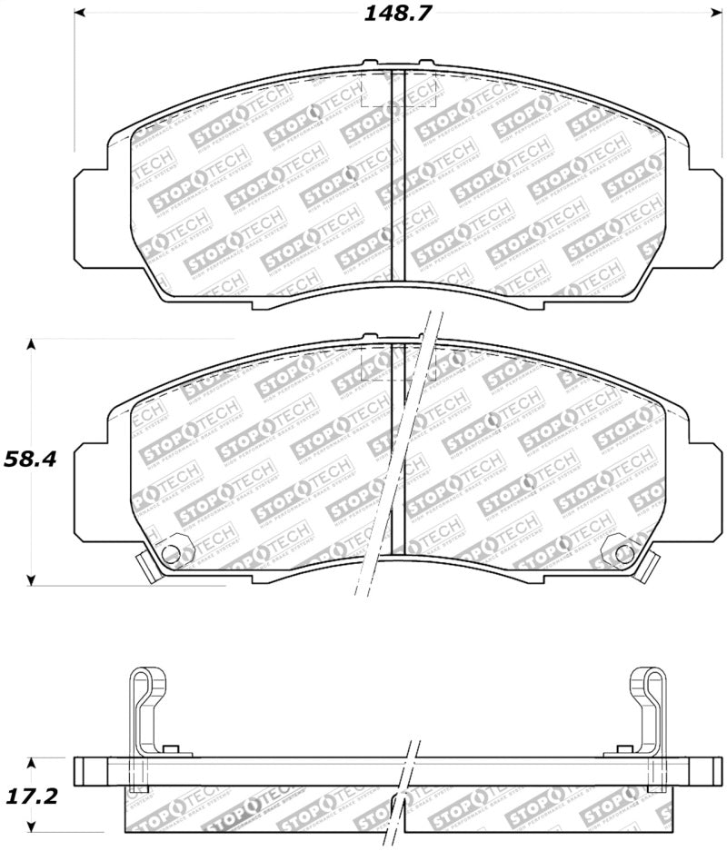 StopTech Street Touring 04-09 Acura TSX / 09 Accord V6 Coupe ONLY Front Brake Pads - eliteracefab.com