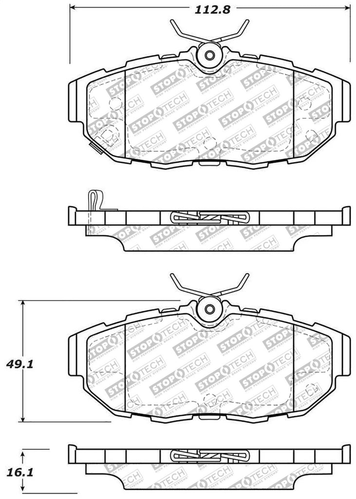 StopTech Street Select Brake Pads - Rear - eliteracefab.com