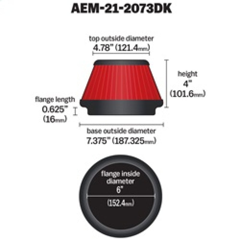 AEM 5 inch x 5 inch DryFlow Air Filter - eliteracefab.com