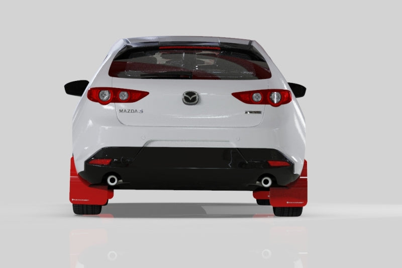 Rally Armor 2019+ Mazda3 GT Sport Hatch UR Red Mud Flap w/ White Logo - eliteracefab.com