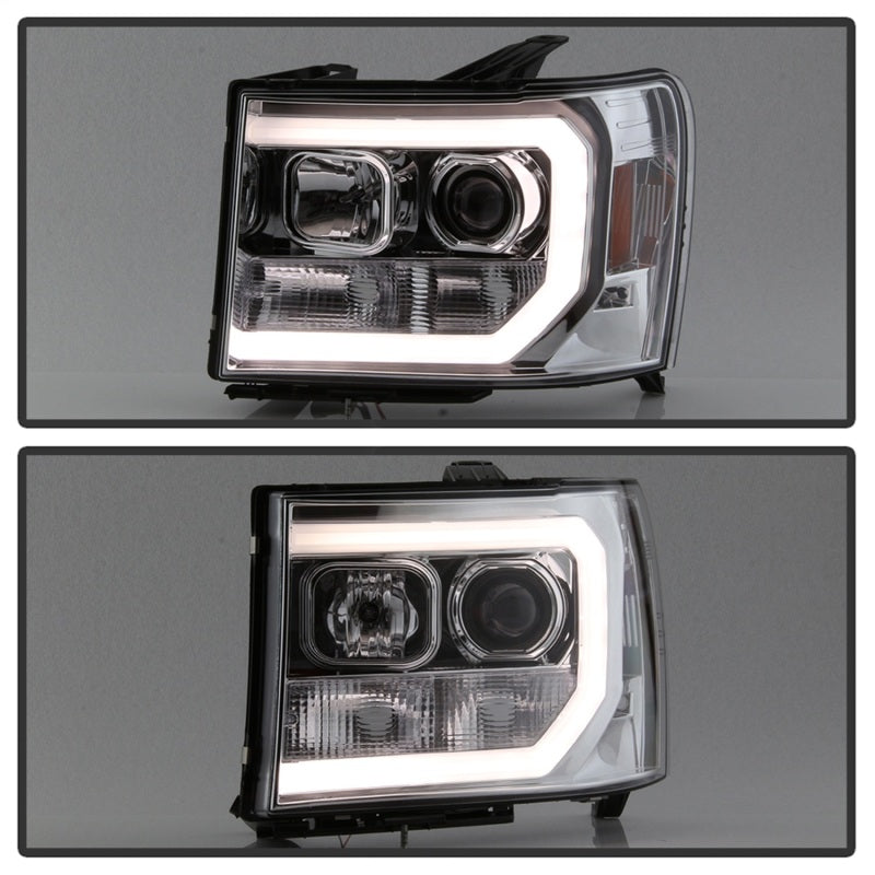 Spyder GMC Sierra 1500/2500/3500 07-13 V2 Projector Headlights - Chrome PRO-YD-GS07V2-LBDRL-C - eliteracefab.com