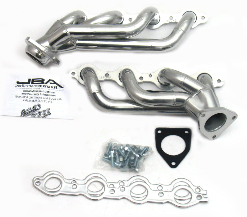 JBA 1850S-2JS | 02-13 GM TRUCK 4.8L/5.3L LS SILVER CTD CAT4WARD HEADER; 2002-2013 - eliteracefab.com