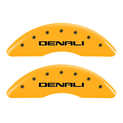 MGP 4 Caliper Covers Engraved Front & Rear Denali Yellow finish black ch MGP