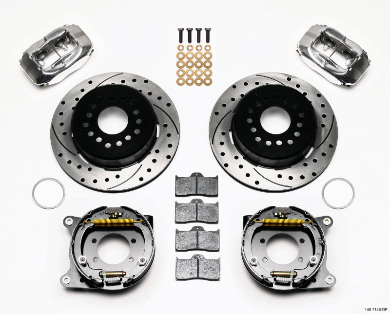 Wilwood Forged Dynalite P/S P-B Kit Drilled Polished Ford 8.8 w/2.5in Offset-5 Lug Wilwood