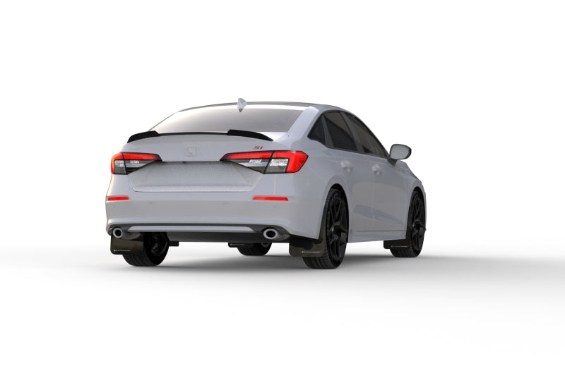 Rally Armor 2022 Honda Civic (Incl. Si/Sport/Touring) Black UR Mud Flap w/ White Logo - eliteracefab.com