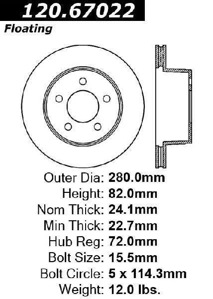 CENTRIC PERFORMANCE BRAKE ROTOR, 120.67022 - eliteracefab.com