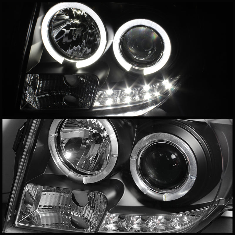 Spyder Ford Escape 08-12 Projector Headlights Halogen Model Only - DRL Black PRO-YD-FES08-DRL-BK - eliteracefab.com