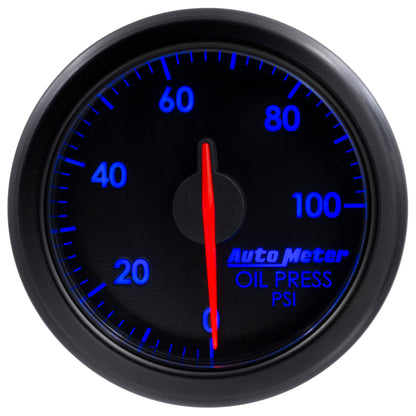 Autometer Airdrive 2-1/6in Oil Pressure Gauge 0-100 PSI - Black 9152-T